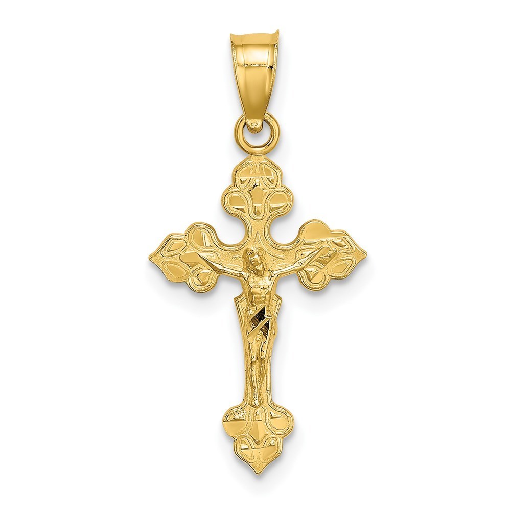 Million Charms 14k Religious Crucifix W/ Fancy Tips Necklace Charm Pendant